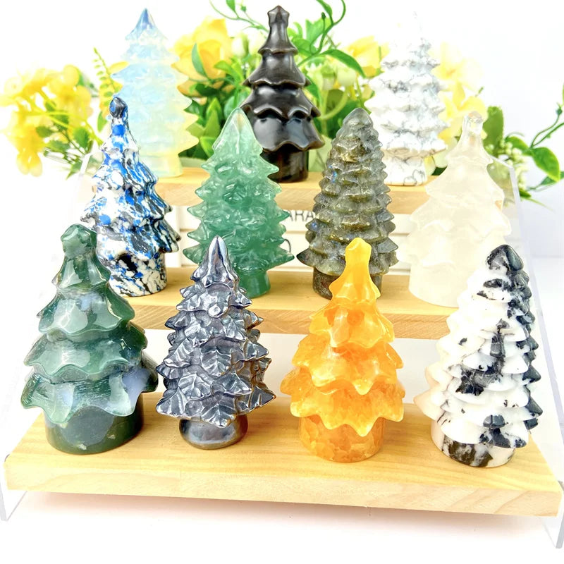 Wholesale Hand Carved Engraved Crystals Crafts Howlite Clear Quartz Moss Agate Eco-friendly Fashion Trend Customizable Christmas