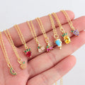 SC Wholesale Gold Plated Necklace Small Sea Animals Cute Pendant Necklace Tropical Fruits Animal Pendant Necklace for Teen Girls