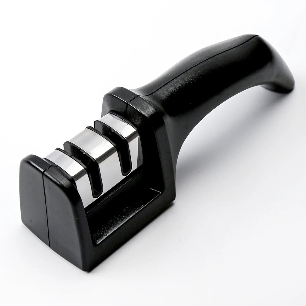 Premium Quality Knife Sharpener for Straight and Serrated Knives Stainless Steel Ceramic and Tungsten Easy Manual Sharpening