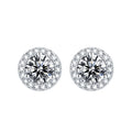 New Trendy Jewelry Rhodium Plated 925 Sterling Silver Zircon Fine Stud Earrings