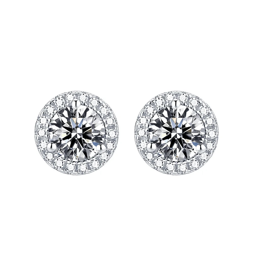 New Trendy Jewelry Rhodium Plated 925 Sterling Silver Zircon Fine Stud Earrings