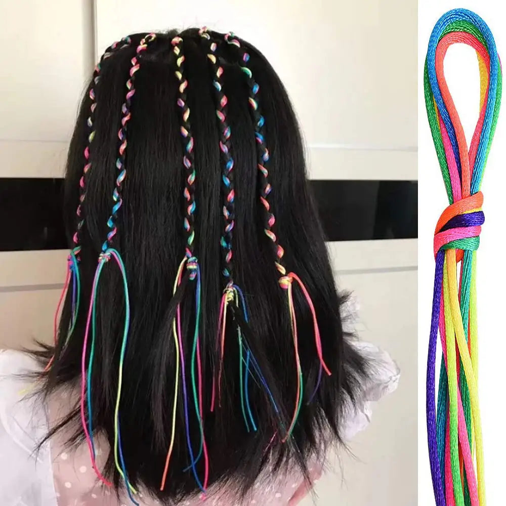 Colorful Synthetic Hair Strings Tinsel Extensions Braiding Ribbon Highlights Glitter Thread Yarn Party Girls Women Remy
