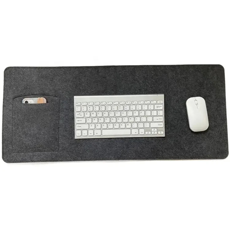 New Design Eco-Friendly Custom Computer Desk Mat Office Desktop Pad Non-Slip Felt Cork Desk Mat With Phone Pocket