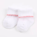 Wholesale Baby Customized Girl New Cotton Ruffle Ripple Edge White New Born Turn Cuff Toddler Socks