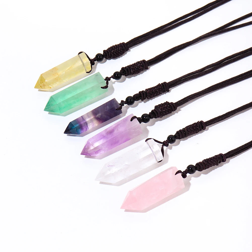 Wholesale Natural Crystal Pendant Single Point Crystal Necklace Healing Gemstone Jewelry