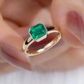 Messi Jewelry MSR-925 18k 1ct Emerald Cut Lab Grown Emerald Women Jewelry Ring halo Engagement Ring Style