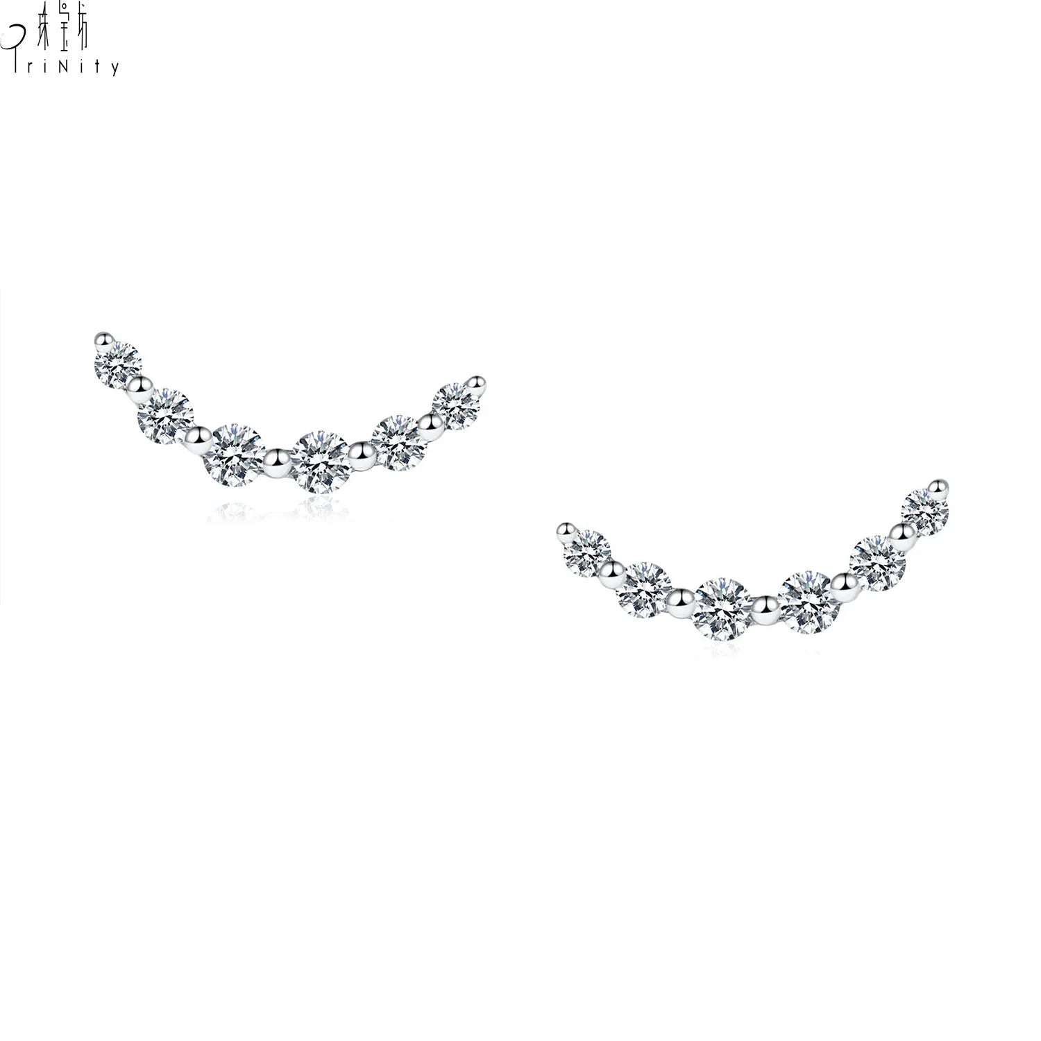 Top Quality Simple Design Smile Series 18K Solid White Gold Real Natural Diamond Screw Back Stud Earrings Birthday Gift For Girl