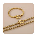 2024 Trendy Stainless Steel Jewelry Cuban Link Chain Bracelet Gold Horseshoe U-Shaped Bracelet Necklace Jewelry Set for Women