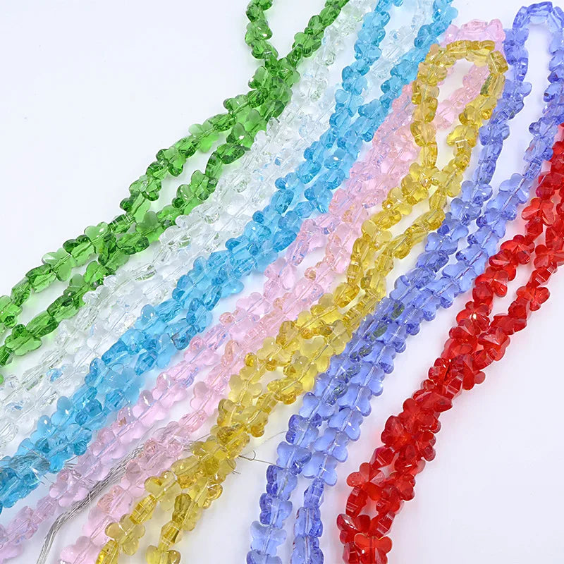 CJ DIY Jewelry Accessories 10mm 99 Pcs 3D Colorful Crystal butterfly Handmade Glass Beads