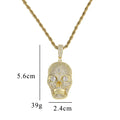 CN421  Iced Out Hip Hop Jewelry Brass CZ Skull Pendants for Men Necklace Gift