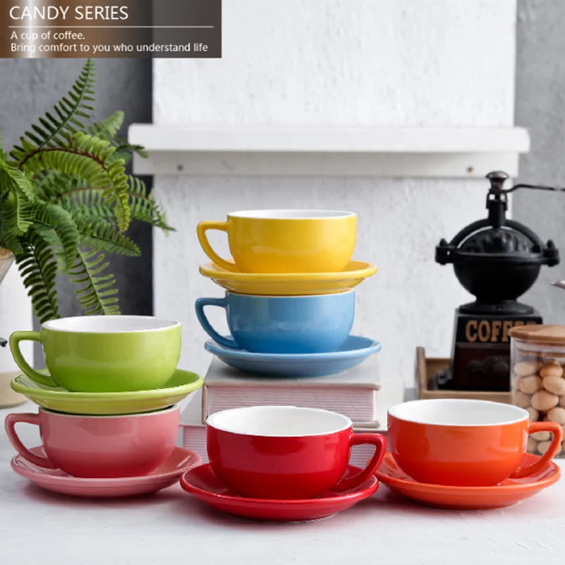 Ecocoffee Ceramic Coffee Mugs Tea Cups Set Candy Series 320ml Coffee & Tea Sets Acceptable 21 Fashionable Colors