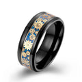 New Fashion Gothic Steampunk Gear Wheel Blue Black Carbon Fiber Stainless Steel Waterproof Finger Ring  for Men