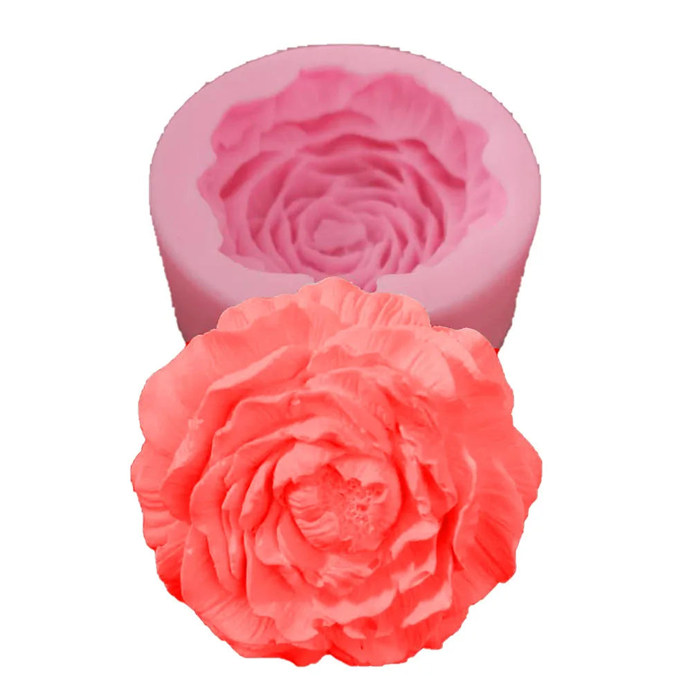 3D Flexible Peony Flower Silicone Mold for Soap & Candle Peonies Clay Mold for Crafting Beautiful Bath Essentials