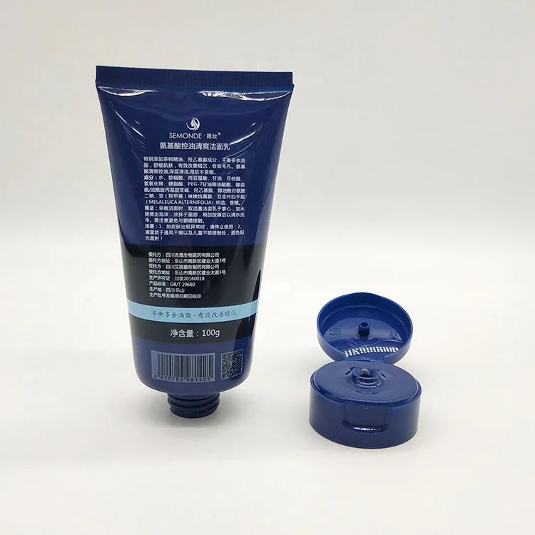 Customized Logo Men Facial Cleanser Soft PE Tube Packaging Cosmetics Container Plastic Tubes