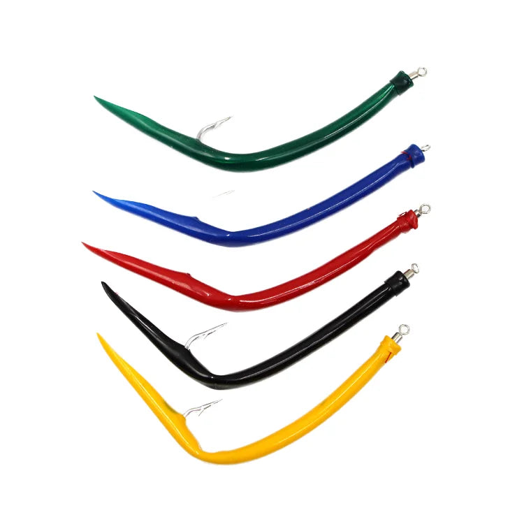 Factory Price Carbon Steel Trolling Fishing Jig Hook with Rubber Tube for Carp Bass Trout & Stream Use