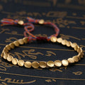 Handmade Tibet Copper Bead Lucky Rope Bracelet for Women and Men Unique Cotton Thread Jewelry Gift for Wedding or Party