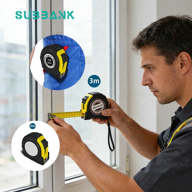 Subbank Sublimation Retractable Smooth Function Measuring Tape Distance Meter Abs Anti-Fall Office Household Steel Tape Measure