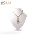 FSD High End Handmade Creamy White PU Leather & MDF Jewelry Display Standing Neck Bust with Customizable Height 27cm