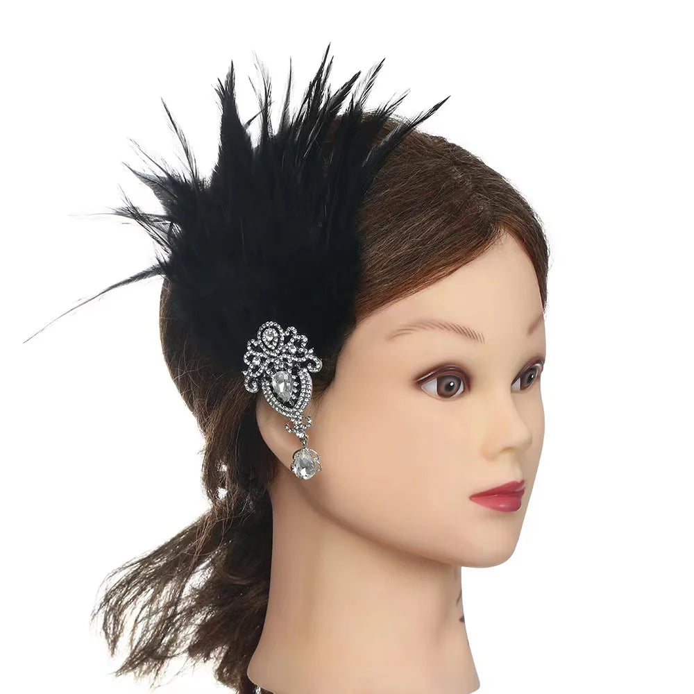 2023 Women Vintage Handmade Feather Clip Hair Headdress Bridal Evening Ball Costume Dress Accessories Headband