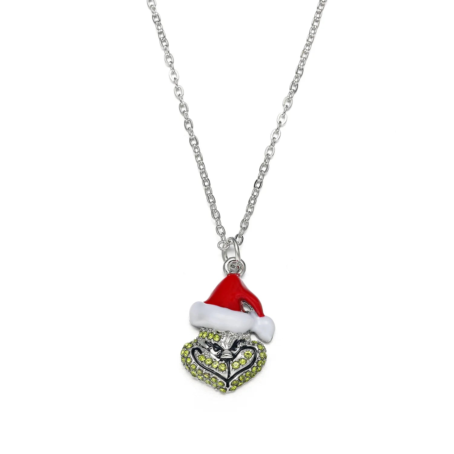 Hot Selling Diamond Christmas Pendant Necklace Europe and American Jewelry Santa Claus Necklace Stud Earrings Set