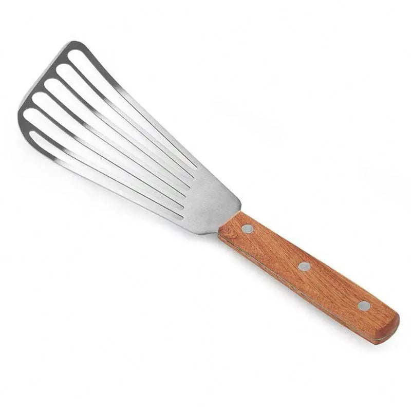 Fish Spatula Metal Stainless Steel Blade With Wooden Handle Fish Tuner Utensils for Kitchen Cooking Tool
