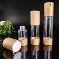 Wholesale Custom 30ml50ml Bamboo Wood AS Airless Bottle Cosmetic Lotion Bottle Push Type Pump Head Round Mouth
