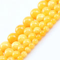 Round 6/8/10/12MM Smooth Yellow Jade Chalcedony Natural Semi Gemstone Beads for Jewelry Making DIY Bracelet Necklace Earrings