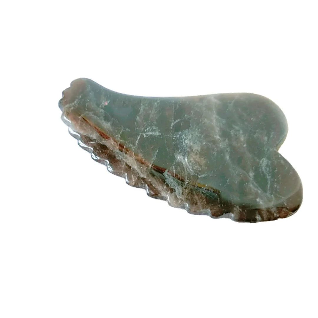 HY In Stock! China Supplier Real Natural Massage Smoky Quartz Stone Guasha Scraping Plate Jade Gua Sha Tools Spiky Heart Face