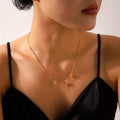 Non Tarnish 18K Gold Plated Ladies Jewelry Exquisite Metal Beads Stainless Steel Flower Charm Necklacedd
