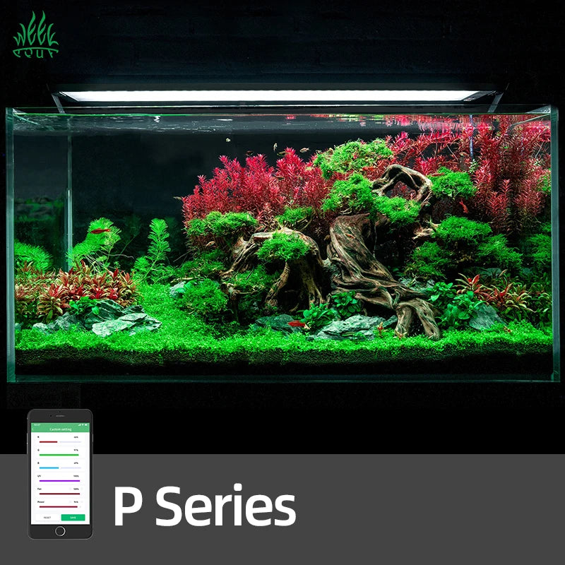 WEEK AQUA P Series APP RGB+UVA Full Spectrum Acquario Lamp Fixtures Knight 60cm 2ft V3 90w Aquarium Lights for Live Plant tank