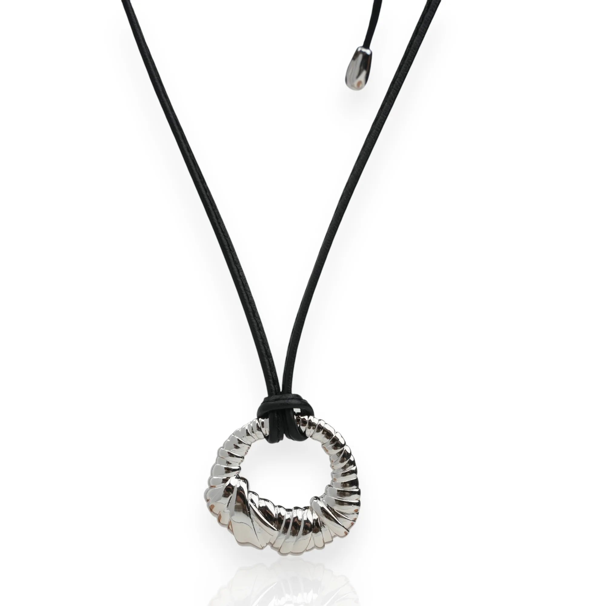 New Fashion Irregular Circular Pendant Necklace Adjustable Leather Cord Chain