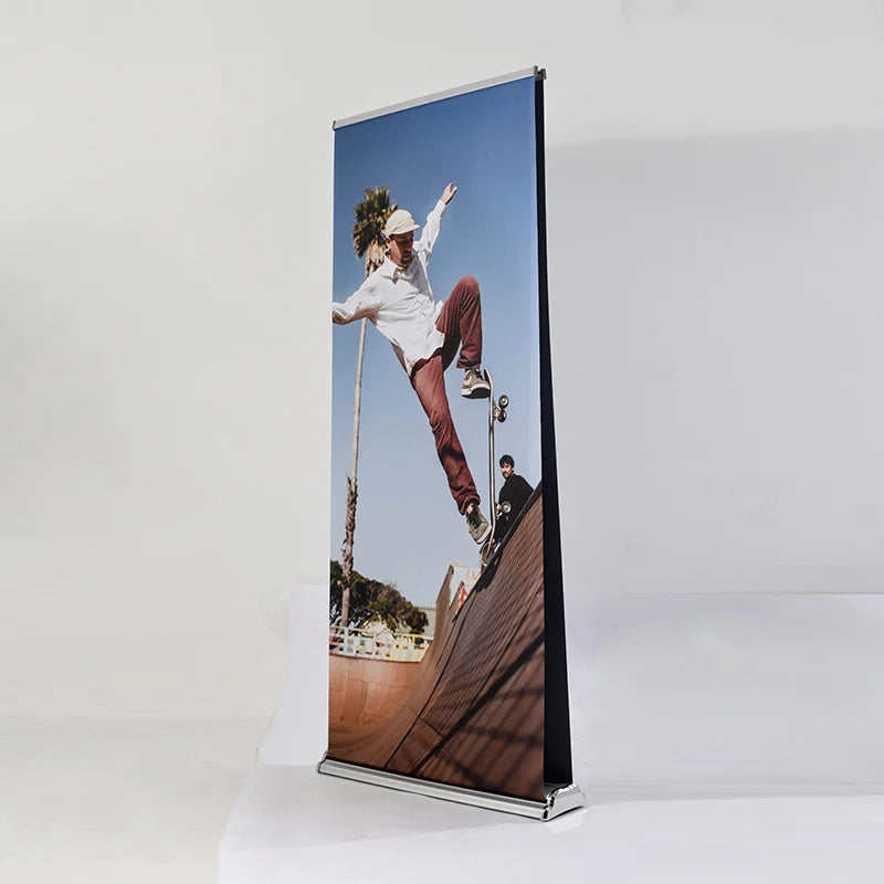 80*200 2m Aluminium Portable Roll up Banner Economical Pull Pop-up Display Stand for Advertising