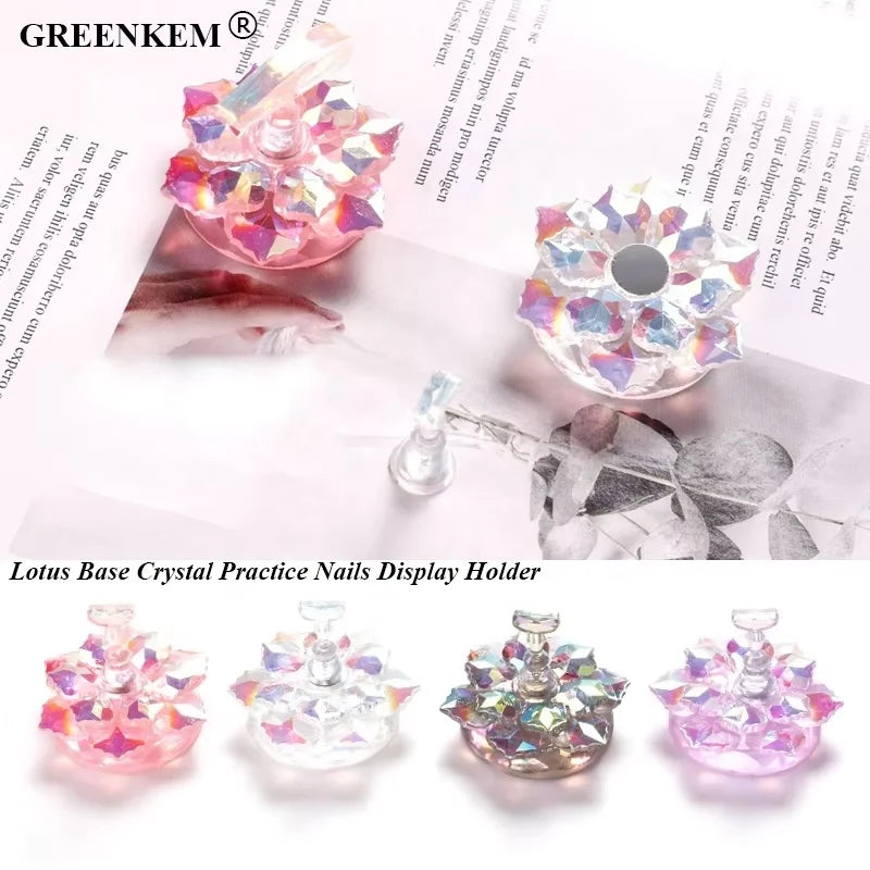 Lotus Nail Art Display Magnetic Stand Aurora Pink Gray Purple Lotus Base Crystal Practice Holders Nails Display Holder