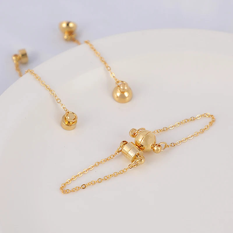 18K Gold Plated Brass Clasps Jewelry Clasp to Prevent Falling Suction Clasp with Chain