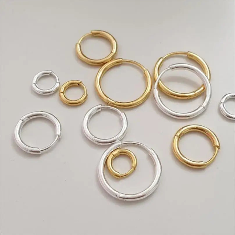 Fashion Jewelry 925 STerling Silver 15mm 20mm 18K Gold Plated Hoop Earrings for Women