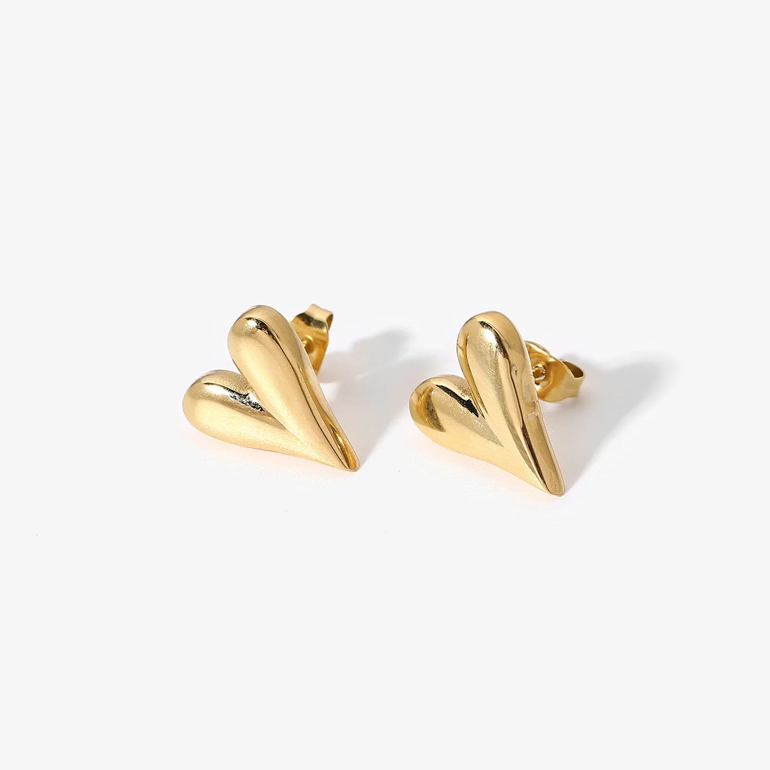 New Design Fashion Jewelry Love Charm 14k Gold Plated Stainless Steel Heart Stud Earrings for Women Girls