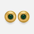 Dazan New HOT 18k Gold Plated Hypoallergenic Stainless Steel Vintage Green Natural Stone Shine Earrings Model Show Jewelry