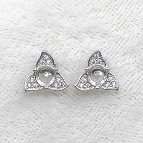 Sterling Silver 5*5mm Semi Mount Stud Earrings Empty Support Blank Claws Setting S925 Base Without Center Stone for DIY Inlay