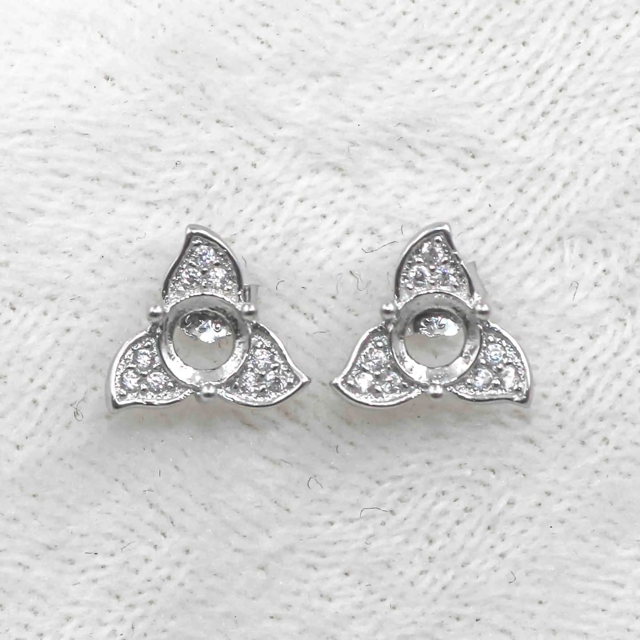 Sterling Silver 5*5mm Semi Mount Stud Earrings Empty Support Blank Claws Setting S925 Base Without Center Stone for DIY Inlay