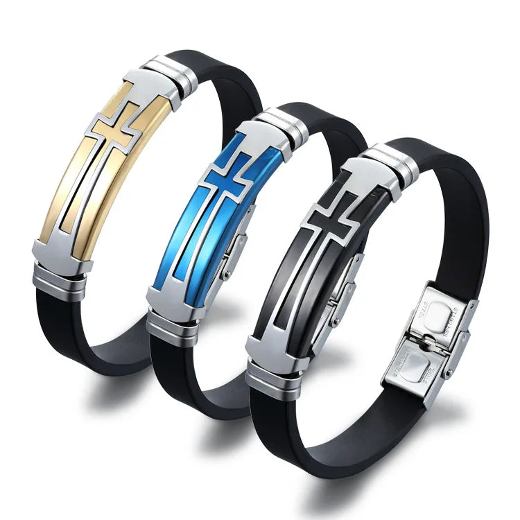 Wholesale Stocked High Quality Stainless Steel Cross Bracelet