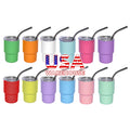 USA RTS Mini 3oz Sublimation Blanks Double Wall Stainless Tumbler Assorted 12 Colors Mix Shot Glass with Metal Straw 48pcs/Ctn