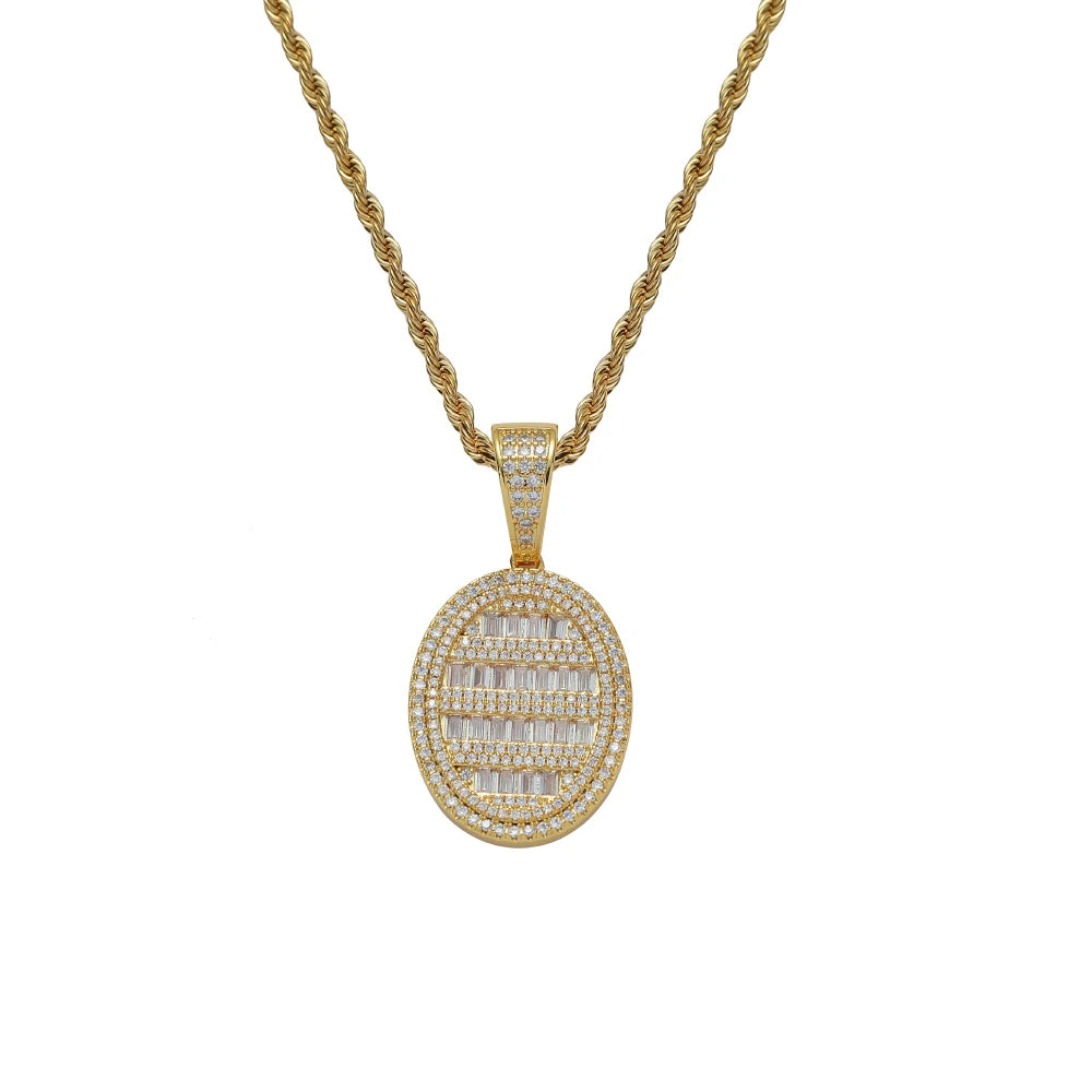 CN355  Brass Setting CZ  Pendants Hip Hop Necklace Iced Out Jewelry