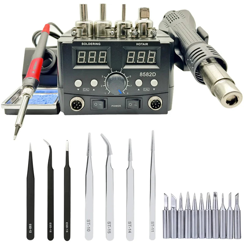 Hot Air Gun Two-in-One Electric Iron 8582D 8586D Digital Display Soldering Station Desoldering Repair Tool Soldering Irons