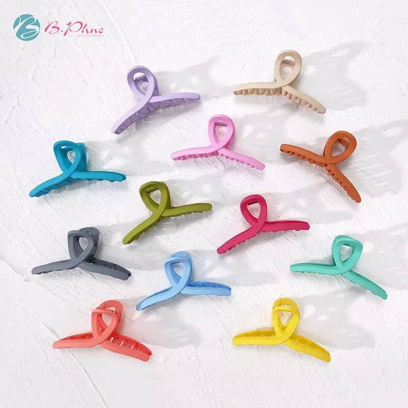 B.PHNE Fashion Hair Accessories Women Unbreakable Simple Claw Clip Colored Matte Frosted Plastic Hair Claws