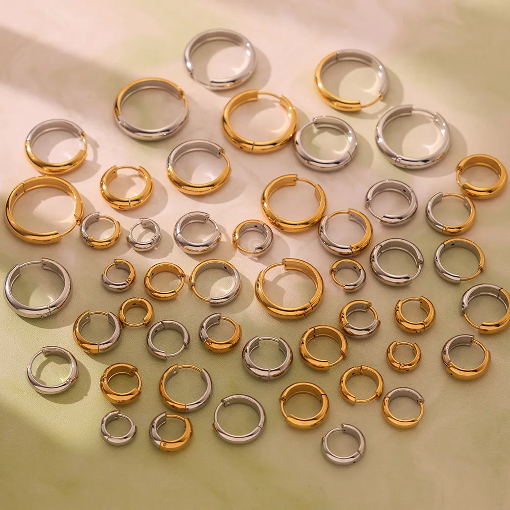 Minimalist Hoop Earrings Stainless Steel Cold Style Simple Temperament Personality PVD 18K Gold Plated huggies Earrings