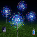 LED Copper Wire Waterproof Solar Garden Fireworks Lamp with Remote for Garden Pathway Lawn Christmas Decorations Outdoor