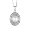 Cz Round Fresh Water Pearl Pendant Necklace 925 Sterling Silver Platinum Cubic Zirconia Pearl Pendant Necklace Fashion Zircon
