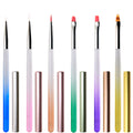 Yalixin New Arrival 6pcs Professional Nail Tools Pink Soft Hair Gel Liner Oval Flat Universal Brush Lid Durable Nylon