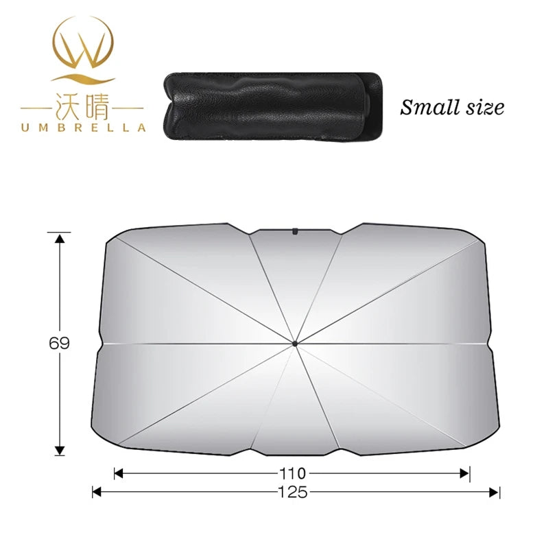 Portable Manual Control Double Silver 190T Nylon Car UV Protection Umbrella Tent Foldable 140cm Diameter Four-season Protection