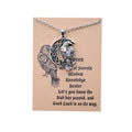 Crescent Moon Viking Crow Pendant Necklace With Card Odin's Raven Withcraft Jewelry